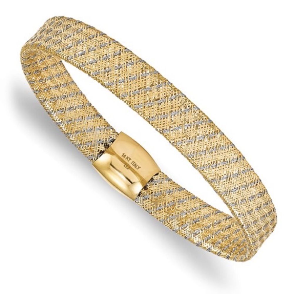 Leslie's 14K Two-tone Fancy Stretch Bangle Bracelet